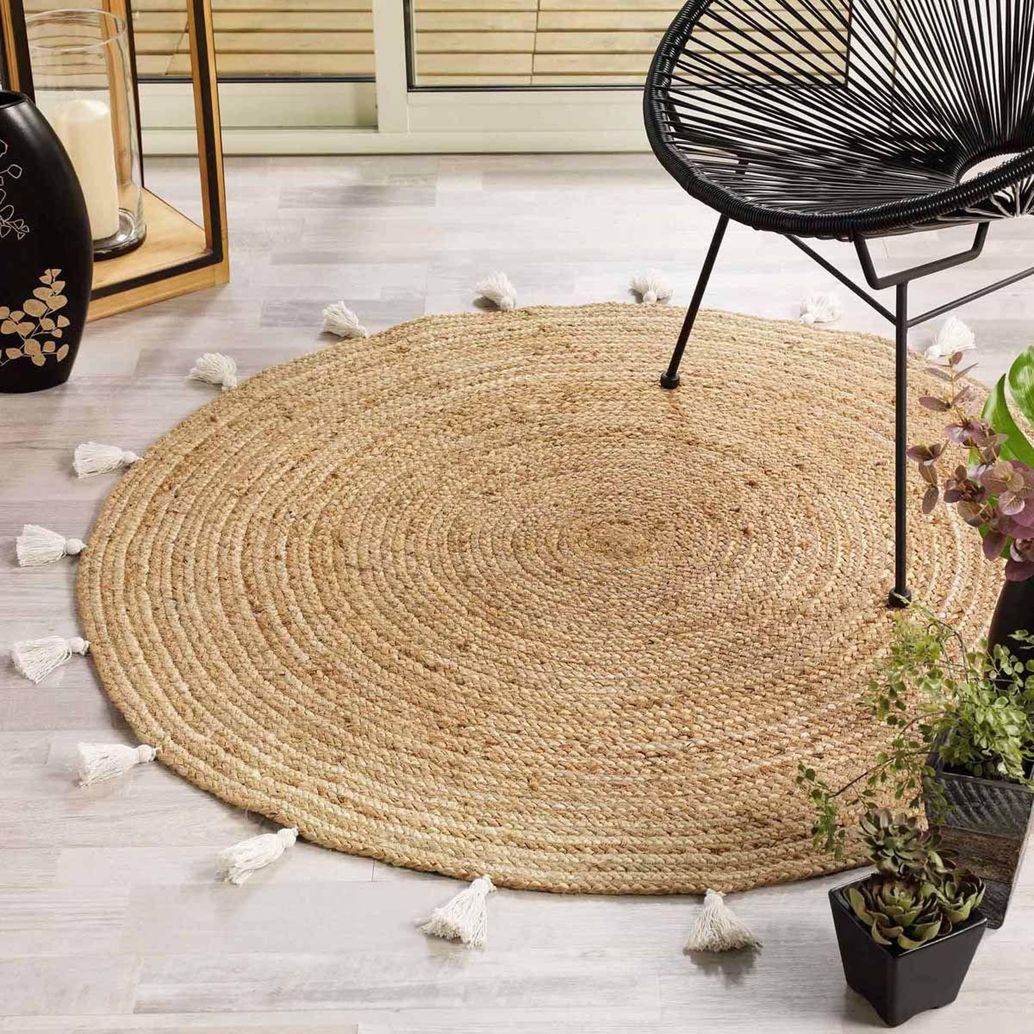 Voir la diapositive 1 : Douceur d'Intérieur Tapis rond déco en jute  shira  120cm blanc