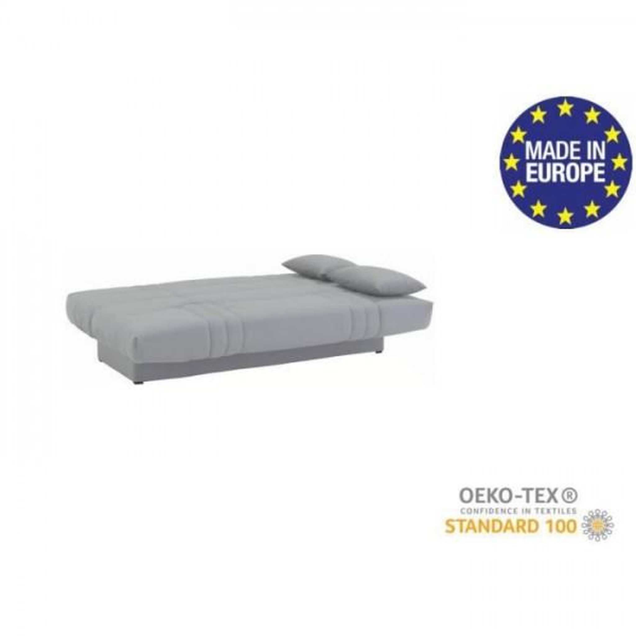 Voir la diapositive 3 : MARKET24 Banquette clic clac 3 places - tissu gris clair - style contemporain - l 190 x p92 cm - dream