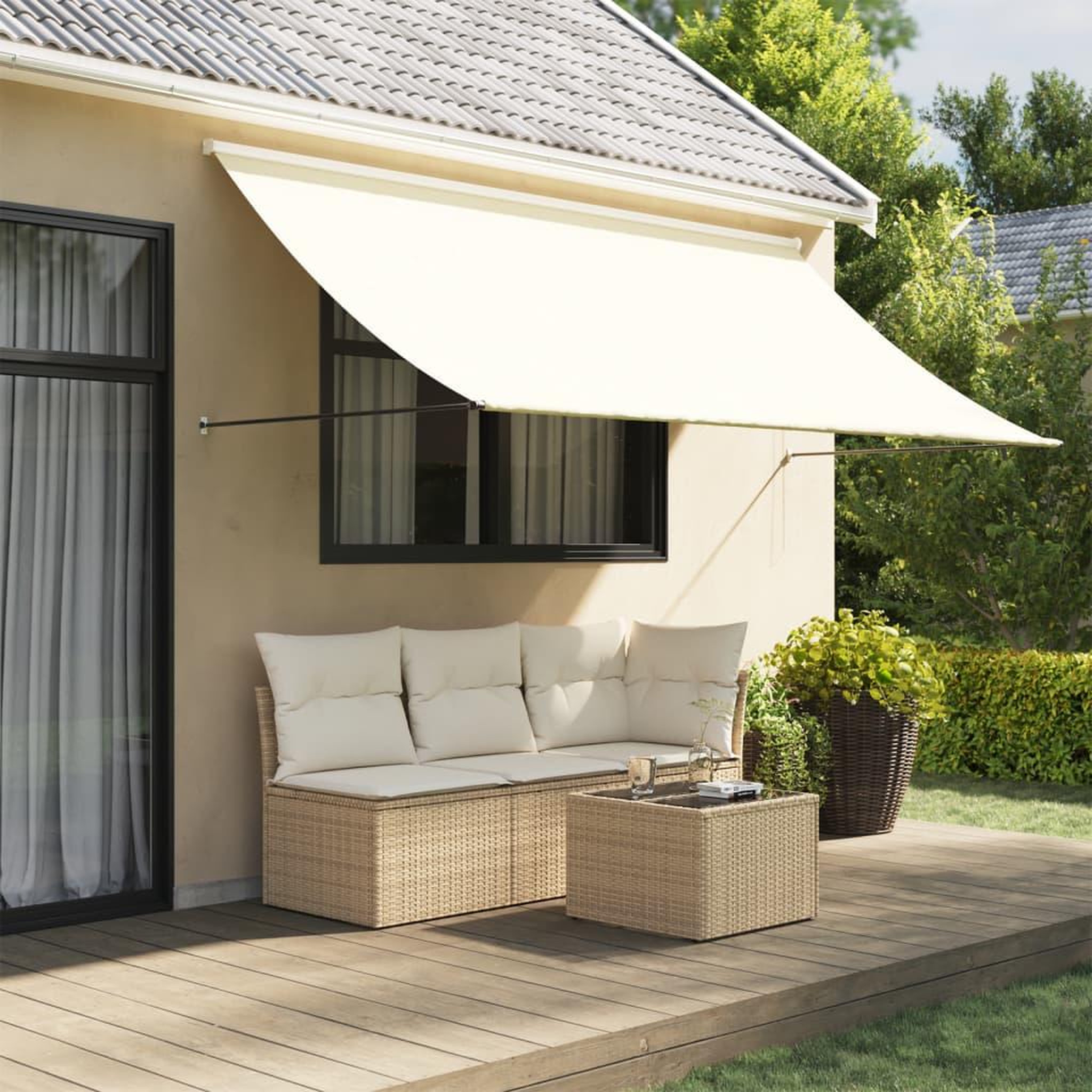 VIDAXL Auvent retractable creme 300x150 m tissu et acier