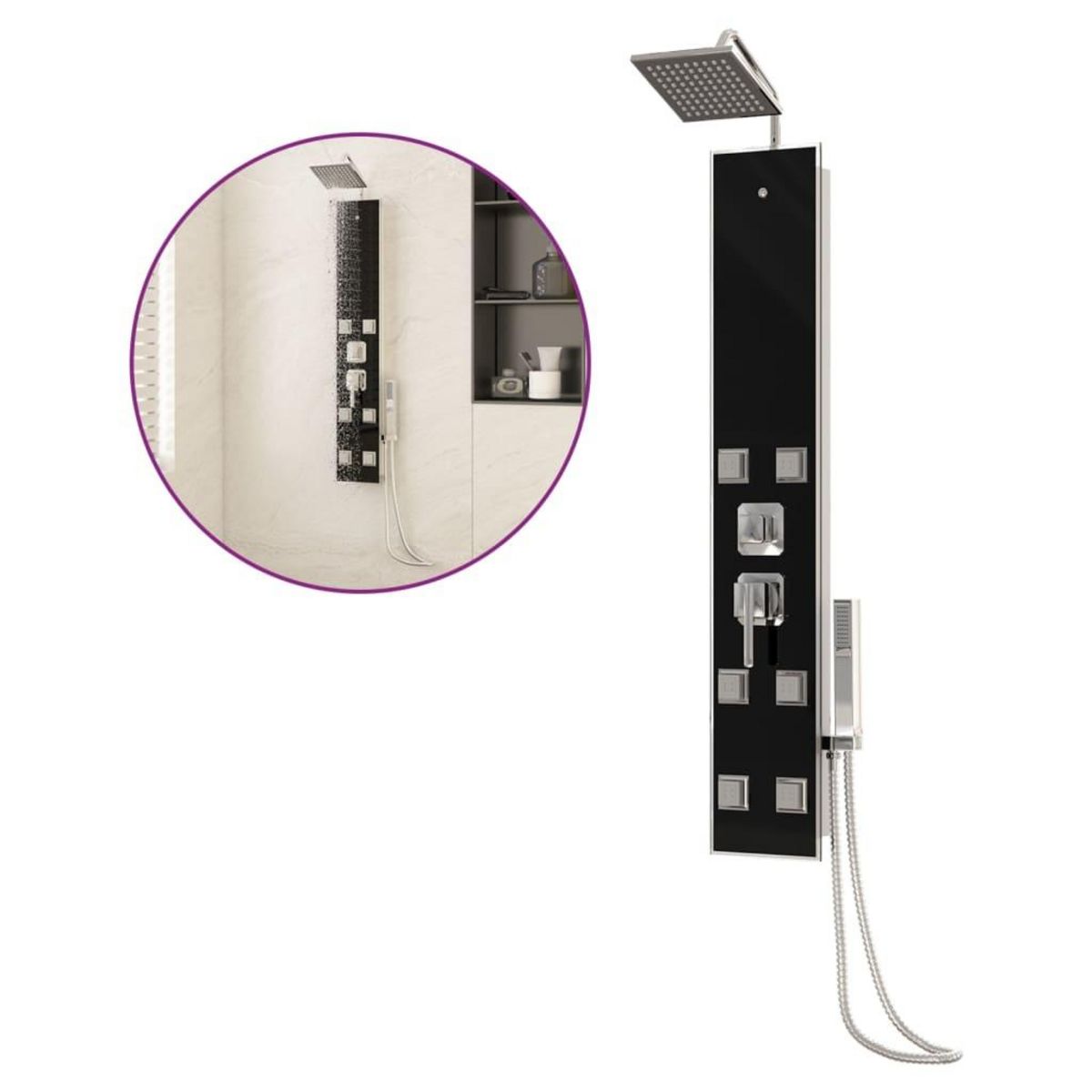 VIDAXL Panneau de douche Verre 18x45,5x130 cm Noir