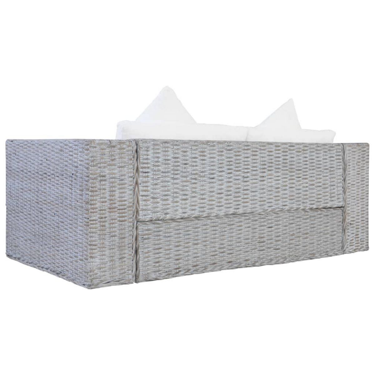 VIDAXL Canape a 2 places avec coussins Gris Rotin naturel