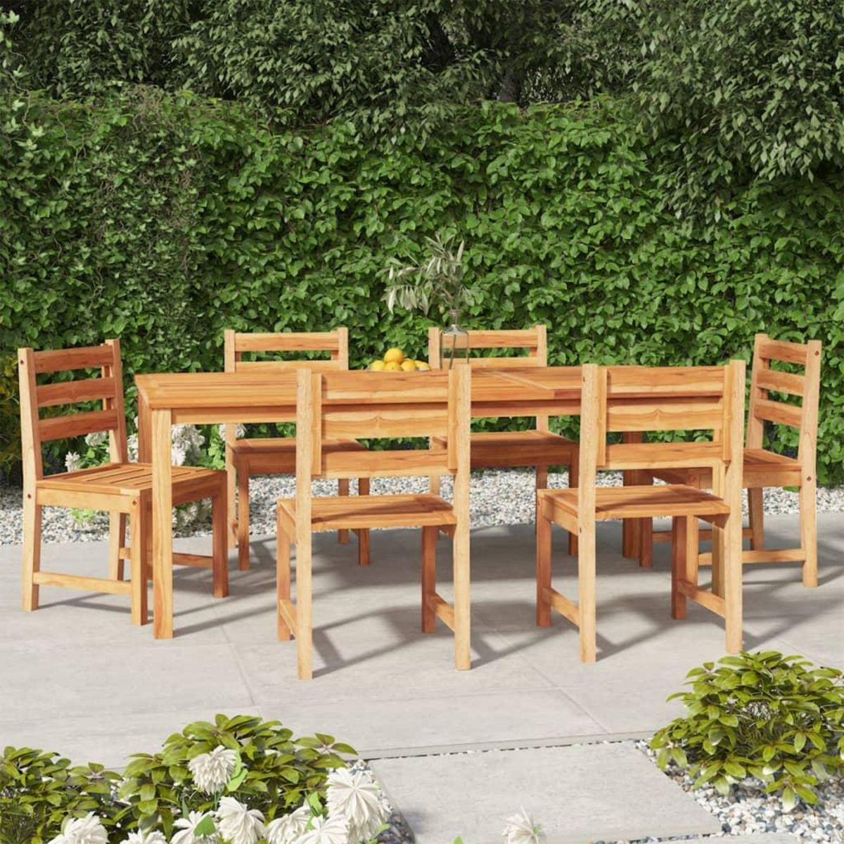 VIDAXL Ensemble a manger de jardin 7 pcs Bois de teck solide