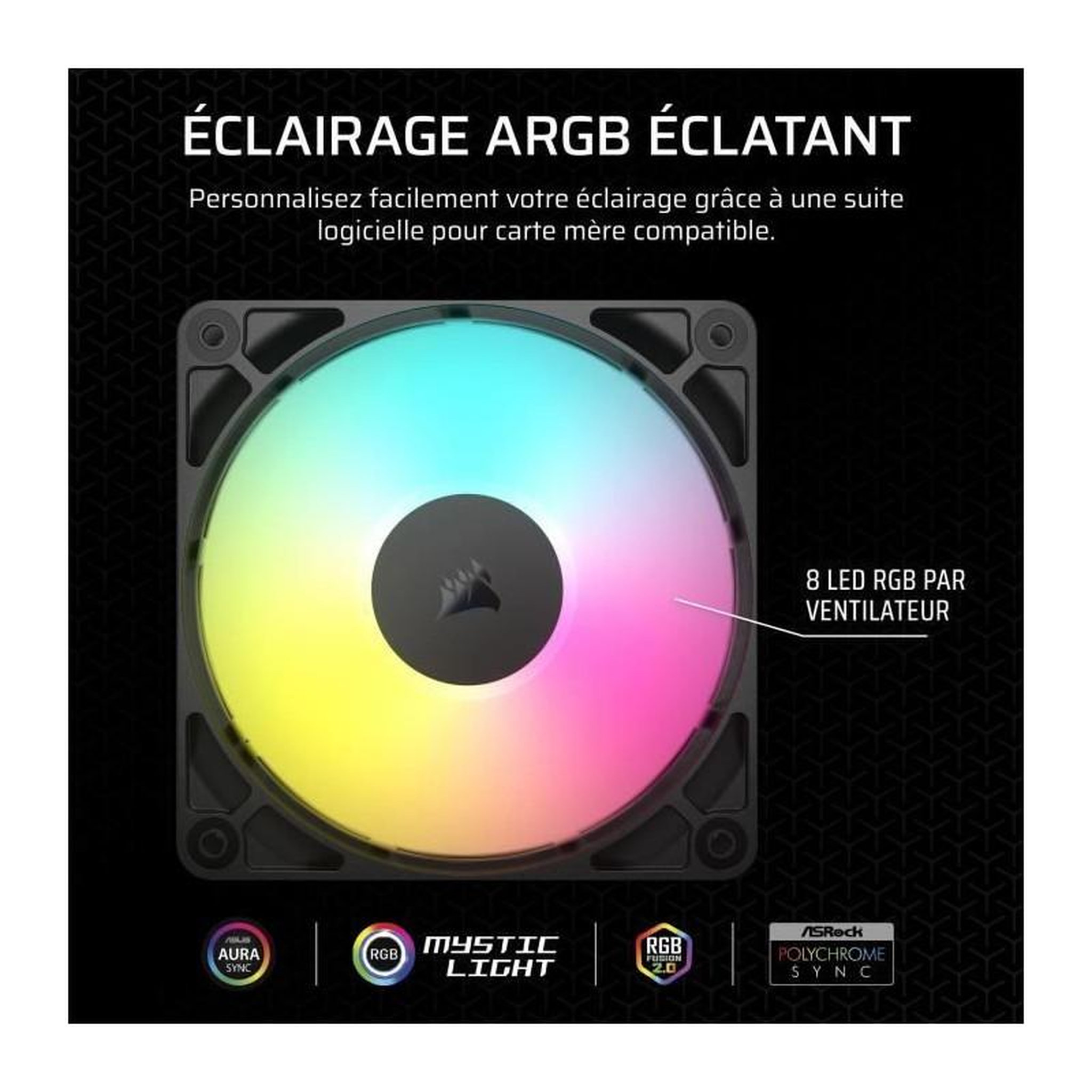Voir la diapositive 3 : Corsair Ventilateur ARGB 120mm - CORSAIR - RS120