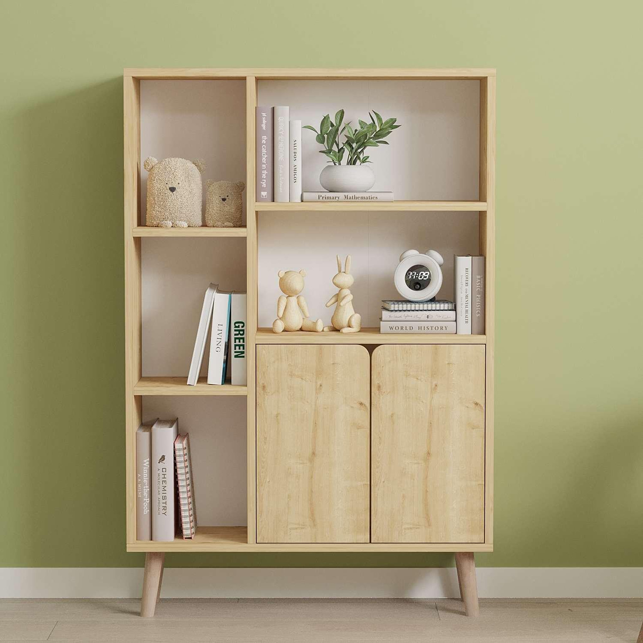 Voir la diapositive 3 : Habitat et Jardin Bibliothèque en bois  lumo  - 80 x 24 x 120 cm - beige
