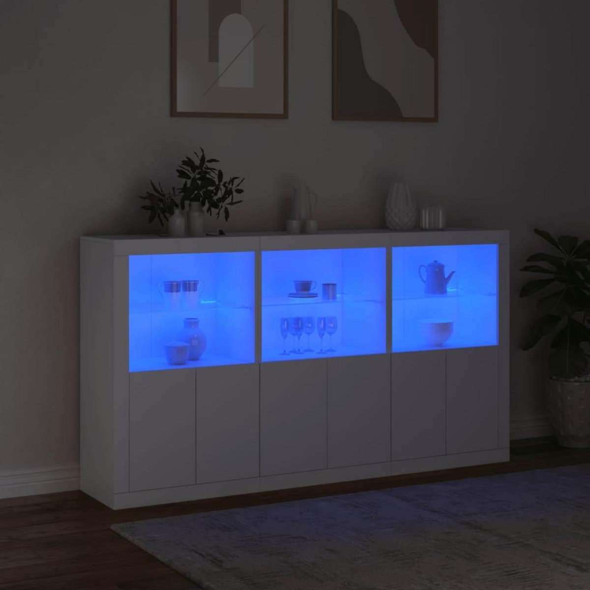 VIDAXL Buffet avec lumieres LED blanc 181,5x37x100 cm