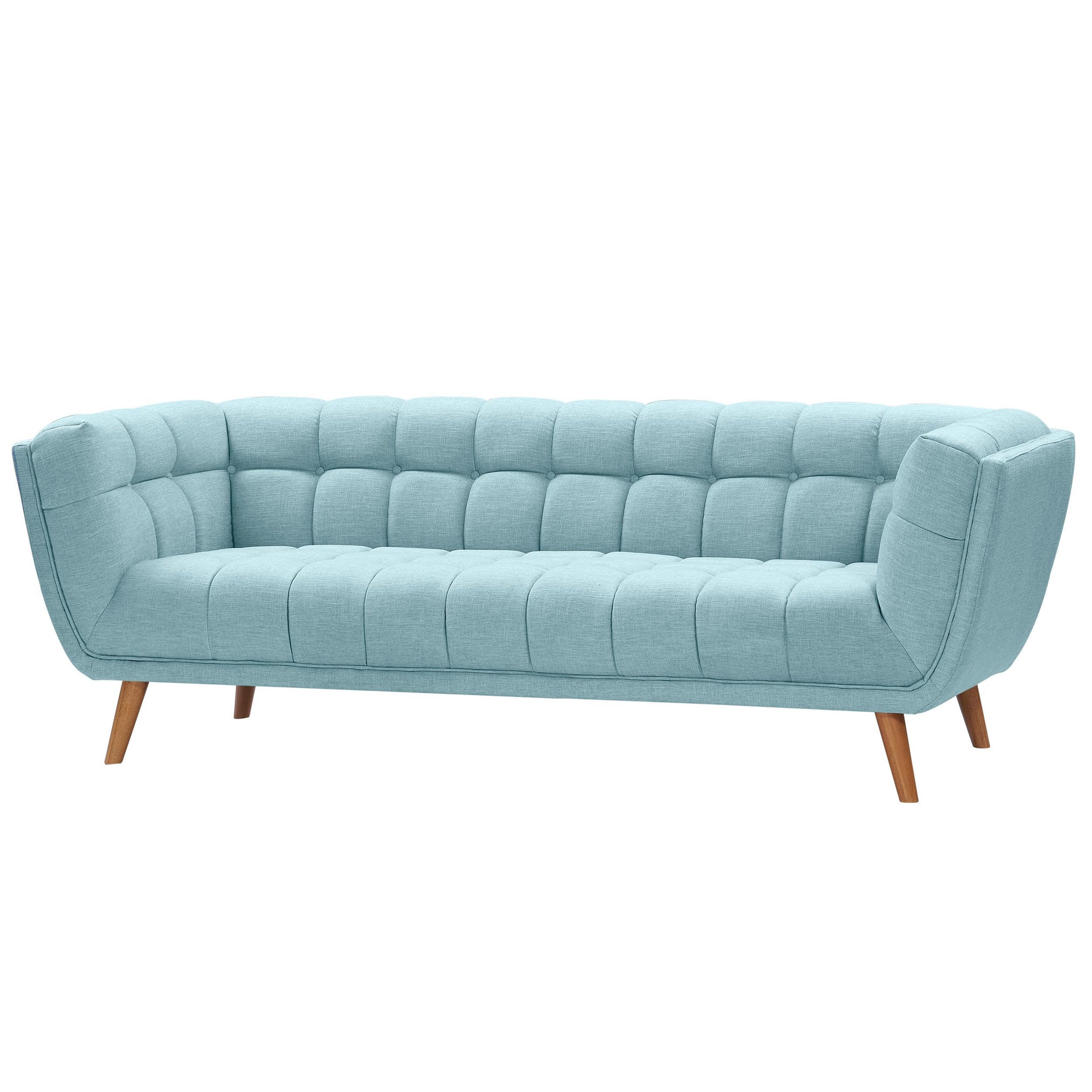 Voir la diapositive 6 : MAISON PAVANE Canapé 3 places capitonné en tissu bleu clair-Carmen