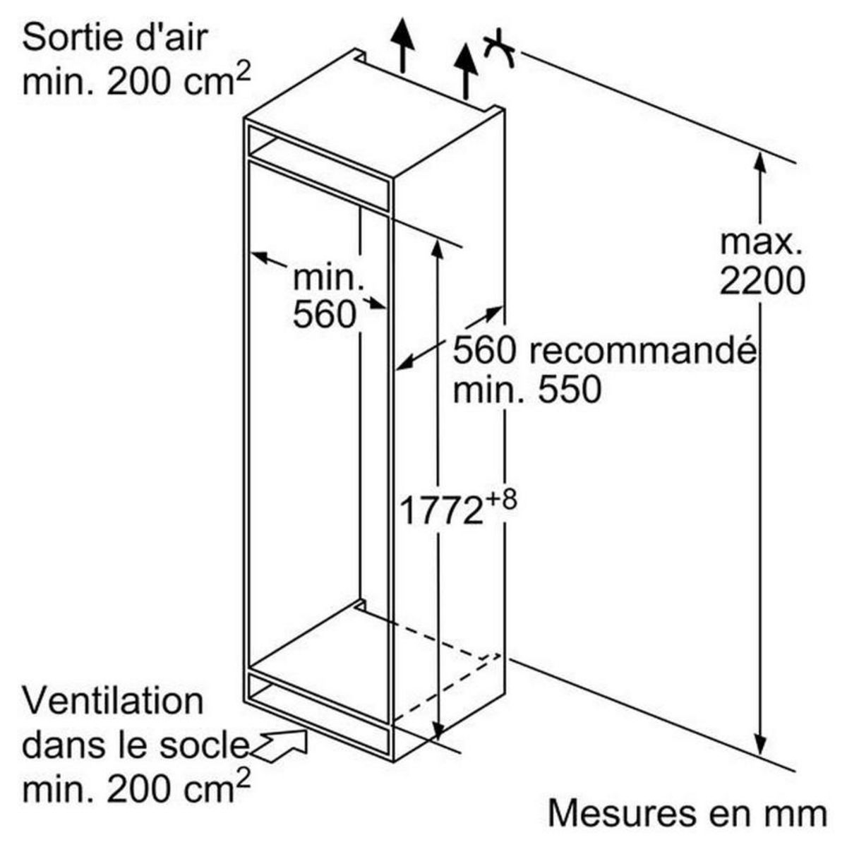 Neff Réfrigérateur combiné intégrable à glissières 267l - ki5862se0s
