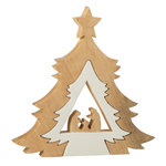 Paris Prix Crèche Sapin en Bois  Étoile  41cm Blanc & Naturel