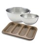 Voir la diapositive 1 : ZENKER Lot comprenant 1 moule 4 mini baguettes, 1 spatule Zenker et 2 bols à mixer en inox Fackelmann