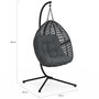 Voir la diapositive 4 : ID MARKET Fauteuil lune suspendu ajouré effet rotin avec coussin gris