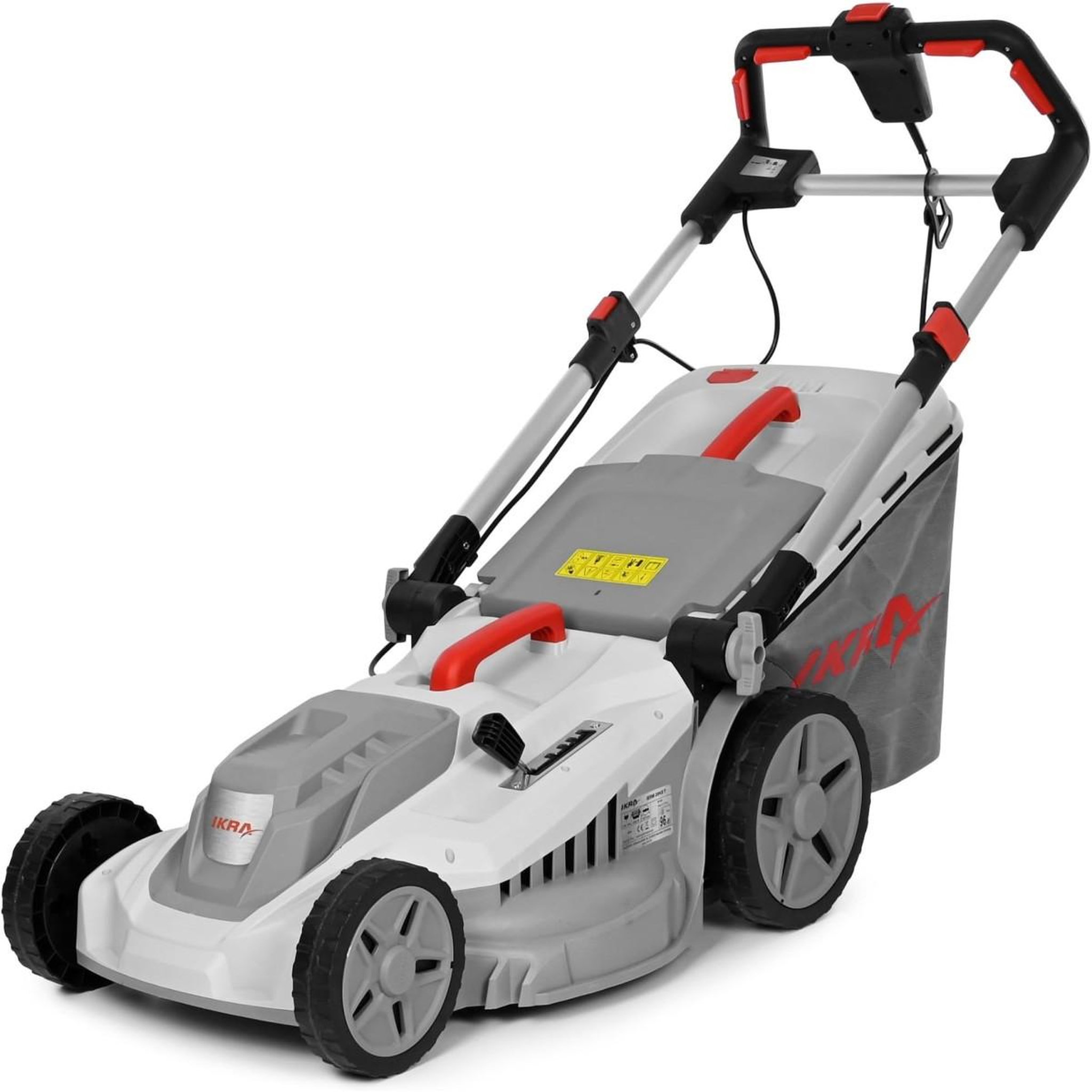 Voir la diapositive 1 : Ikra Tondeuse électrique 2000W Tonte & Ramassage Mulching Largeur de coupe 43cm, 5 Hauteurs de coupe, Tondeuse gazon Bac 50L IKRA