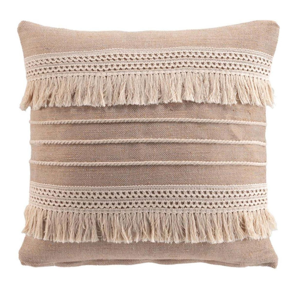 Paris Prix Coussin Déco à Franges  Cirrus  45x45cm Naturel