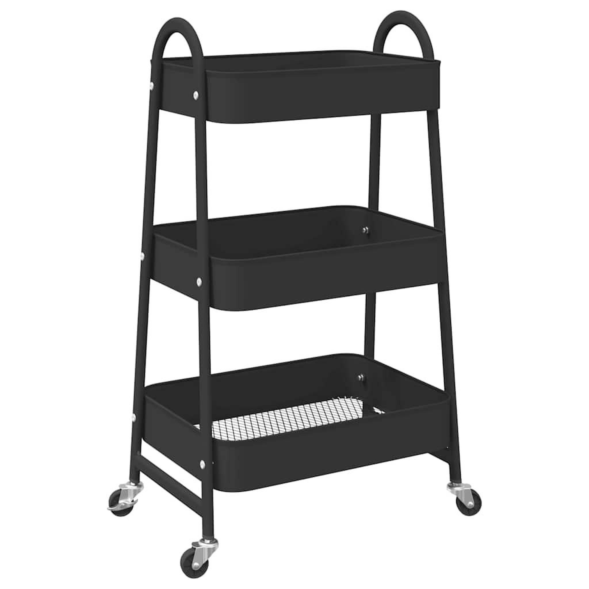 Voir la diapositive 2 : VIDAXL Chariot de rangement a 3 niveaux noir 42x41,5x77 cm acier