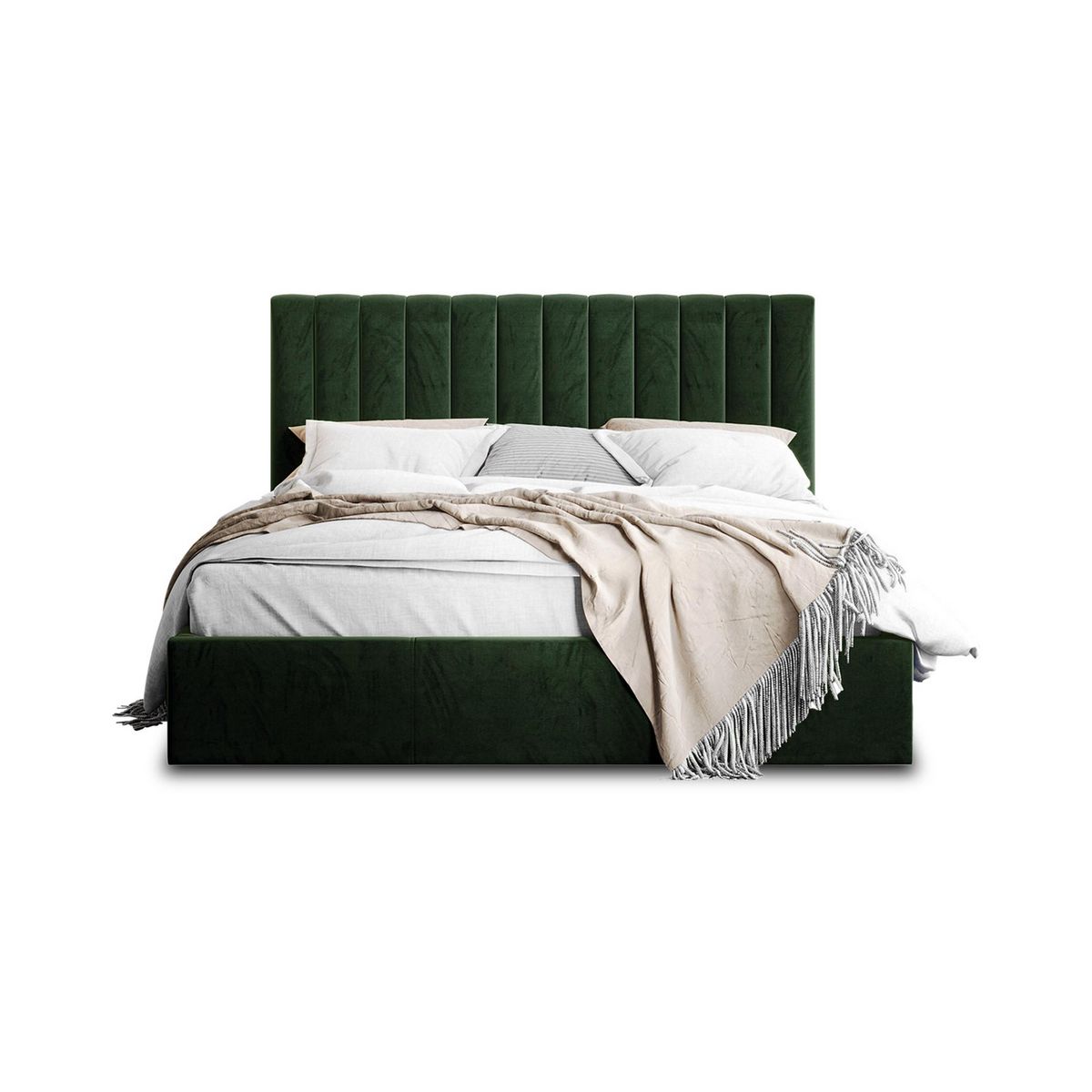 BEST MOBILIER Rosario - lit coffre - 140x200 - sommier inclus - en velours