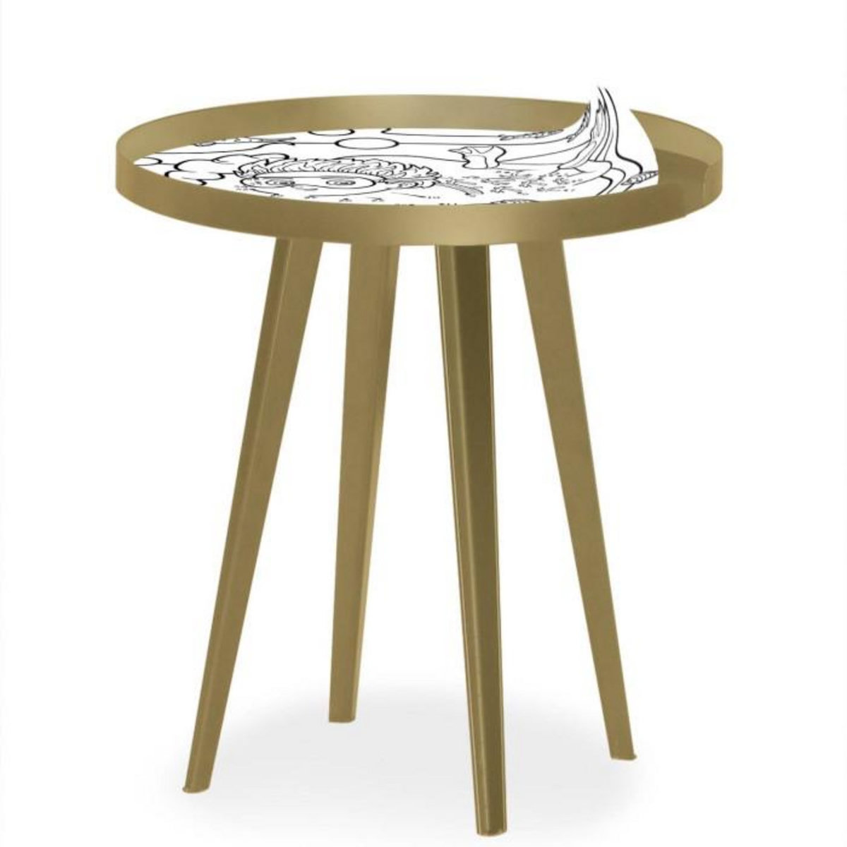 Paris Prix Table d'Appoint à Rebord 3 Covers  Kid  45cm Or