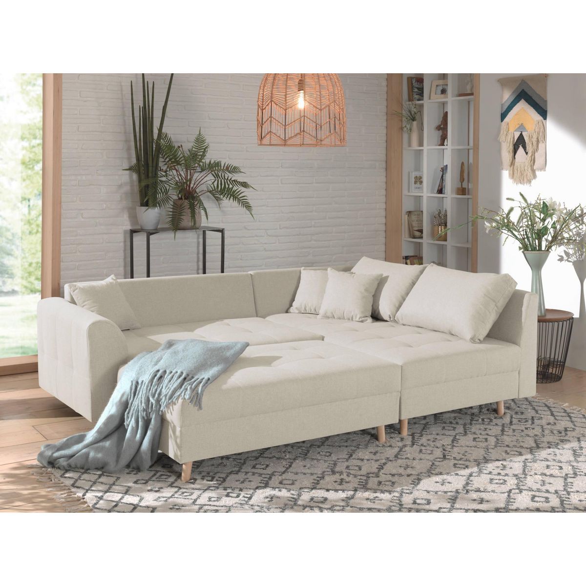 LISA DESIGN Rune - canapé d'angle - avec pouf d'appoint - 4 places - style scandinave - droit