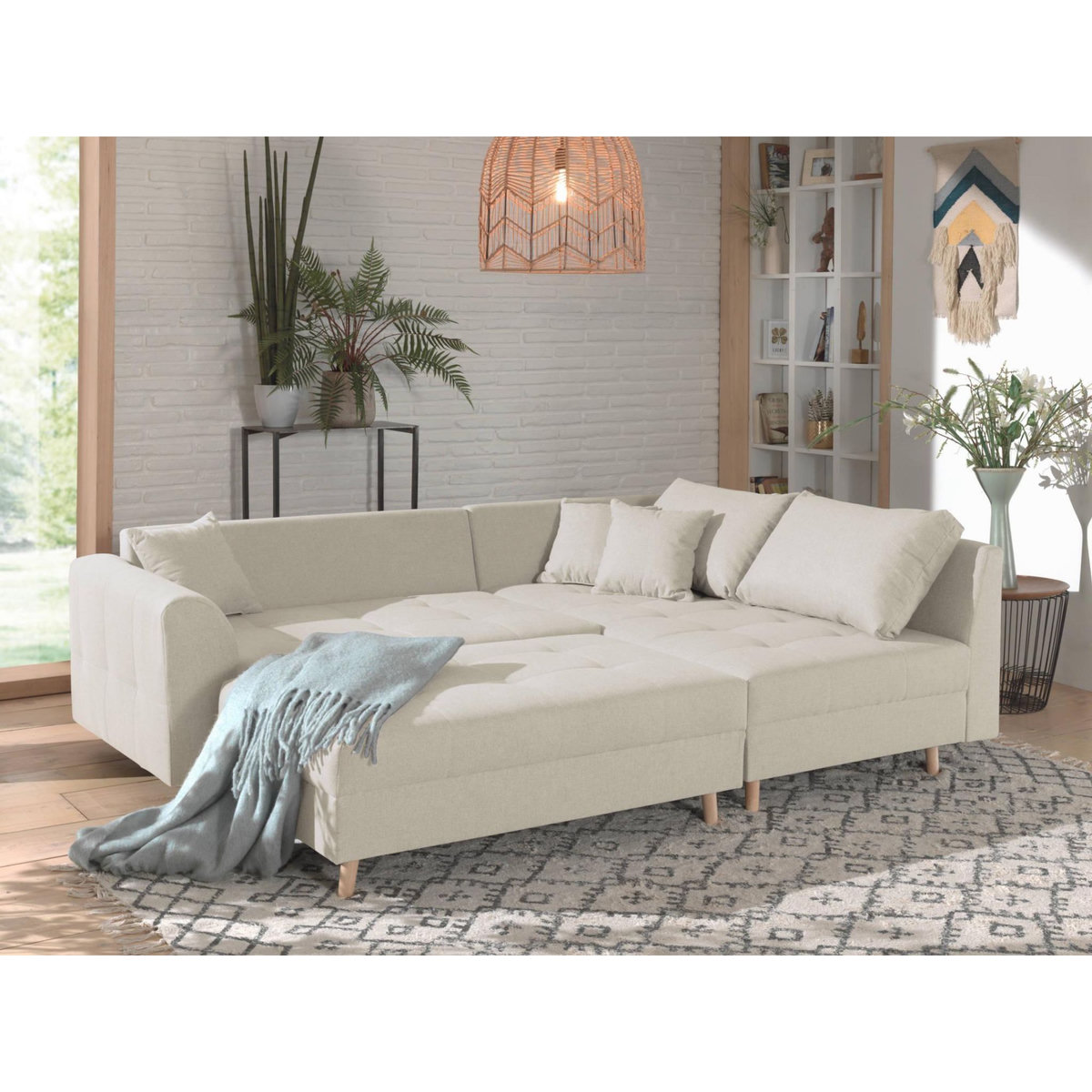 LISA DESIGN Rune - canapé d'angle - avec pouf d'appoint - 4 places - style scandinave - droit