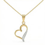 L'ATELIER D'AZUR Pendentif Or Jaune Coeur Serti de Diamants - Chaine Dorée Offerte