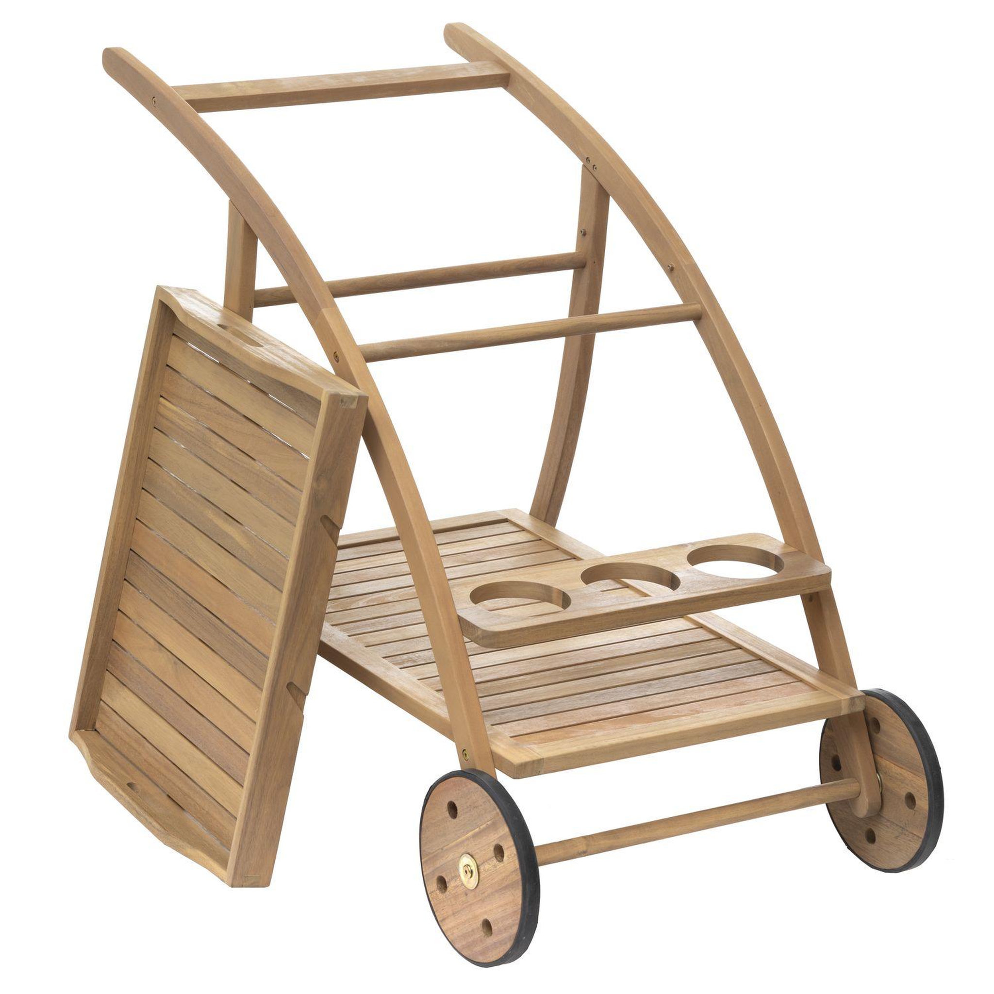 Voir la diapositive 2 : HESPERIDE Desserte de jardin en bois à roulettes tiwi - l. 105 x h. 78 cm - beige