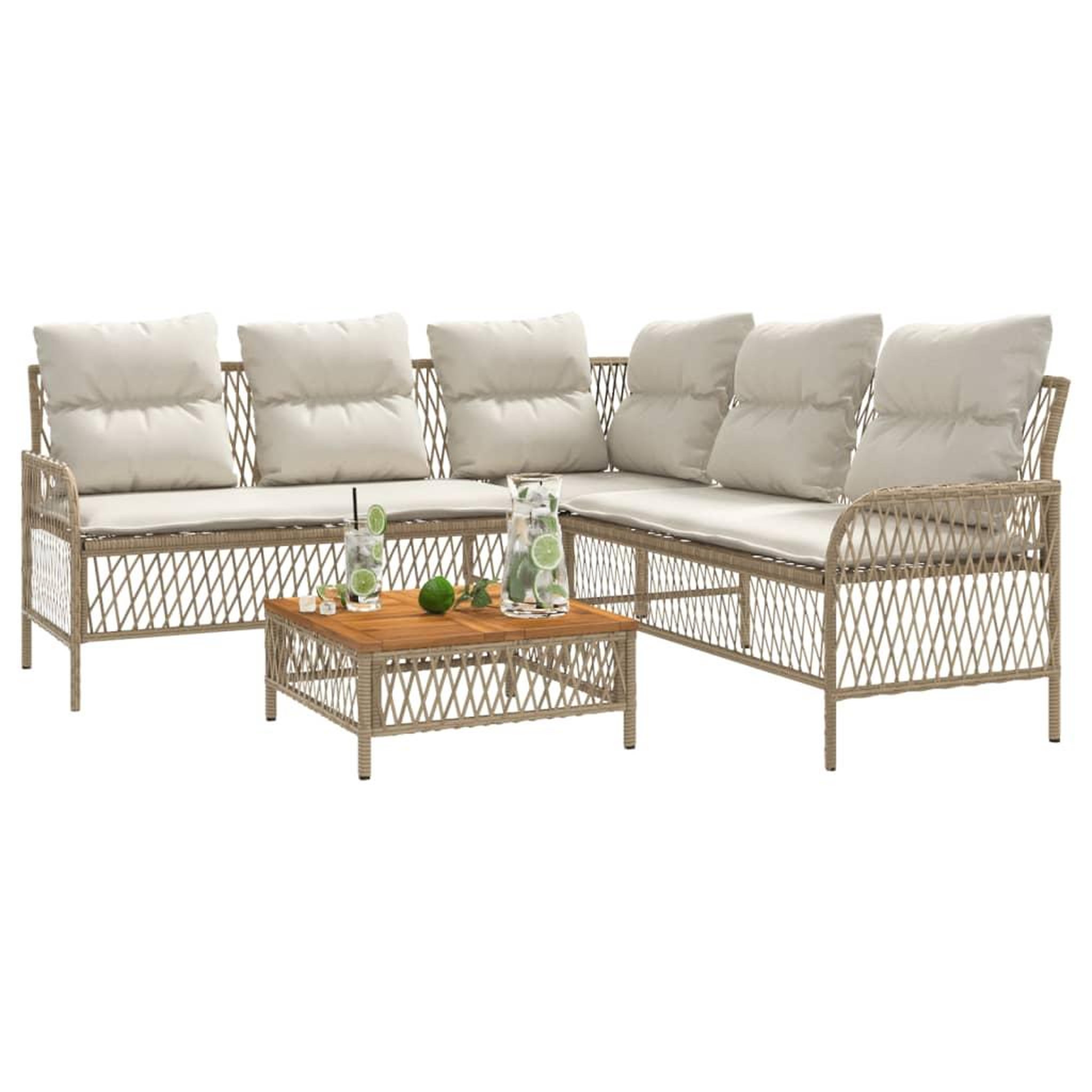 Voir la diapositive 4 : VIDAXL Salon de jardin avec coussins 2 pcs beige resine tressee
