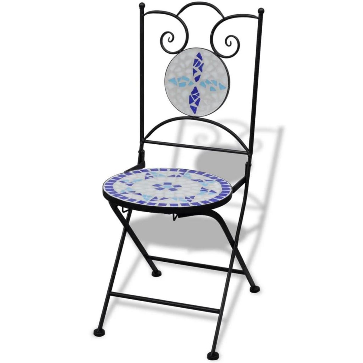 VIDAXL Chaises pliables de bistro lot de 2 Ceramique Bleu et blanc
