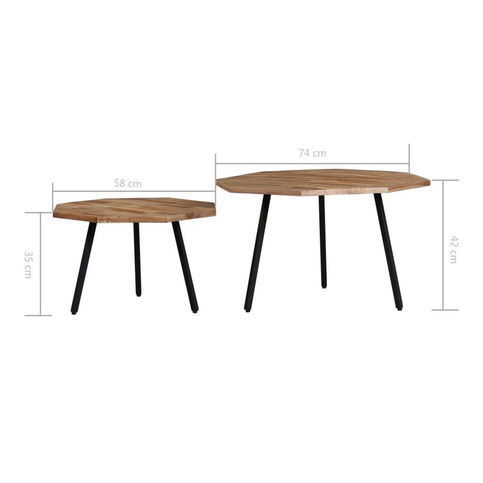 Voir la diapositive 6 : VIDAXL Ensemble de table basse 2 pcs Hexagonal Teck recycle