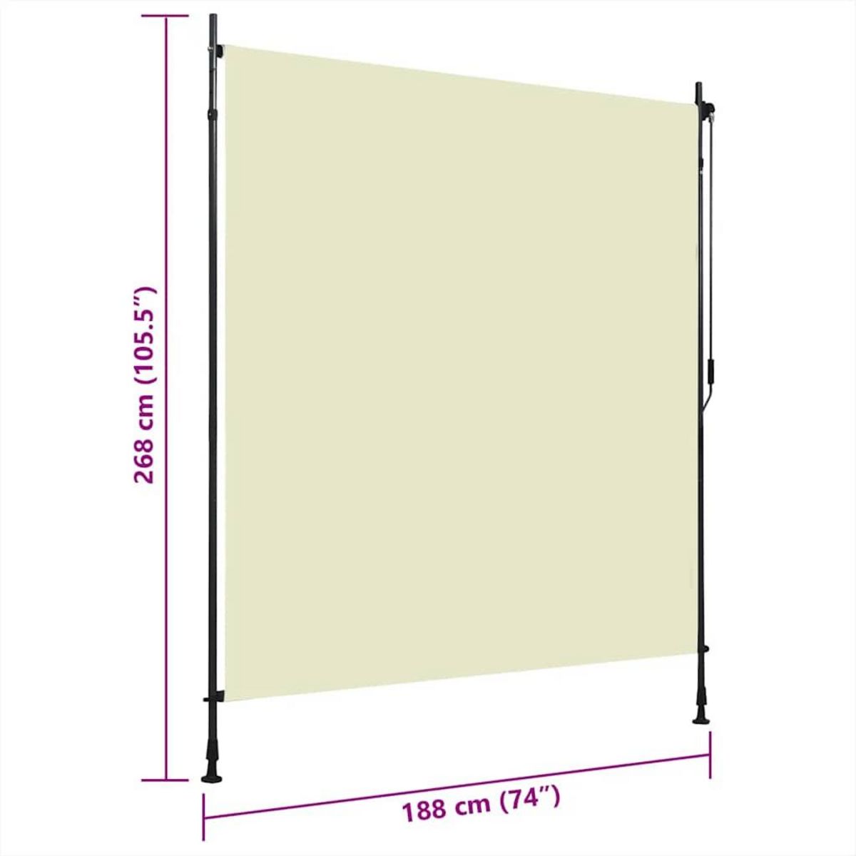 VIDAXL Store roulant d'exterieur 200 x 270 cm Creme