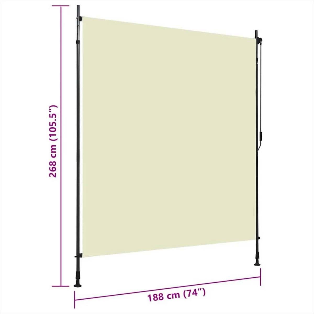 VIDAXL Store roulant d'exterieur 200 x 270 cm Creme