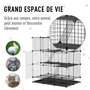 Voir la diapositive 5 : PAWHUT Cage parc enclos rongeurs modulable dim. L 111 x l 75 x H 119 cm 3 niveaux 4 portes fil métallique noir