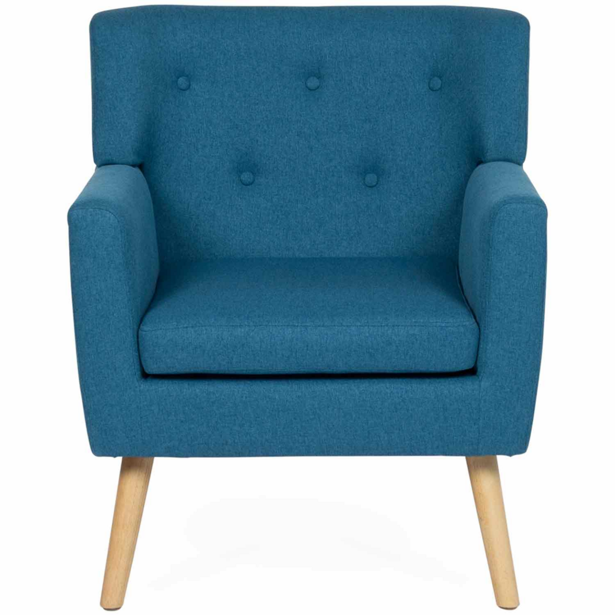 ID MARKET Fauteuil scandinave LIV en tissu bleu canard