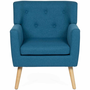 Voir la diapositive 3 : ID MARKET Fauteuil scandinave LIV en tissu bleu canard