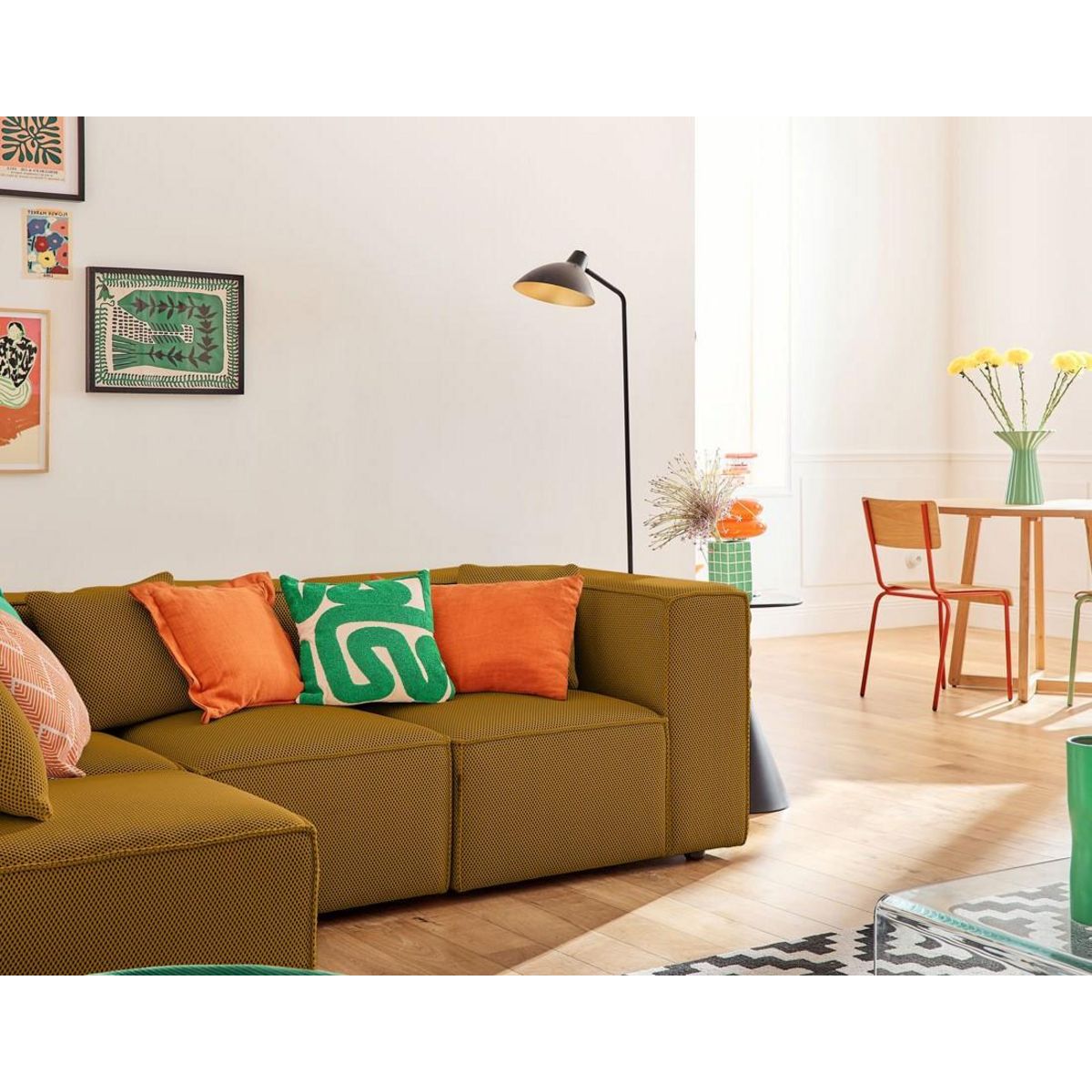 LISA DESIGN Arty - canapé modulable d'angle gauche 5 places - en tissu mailles 3d