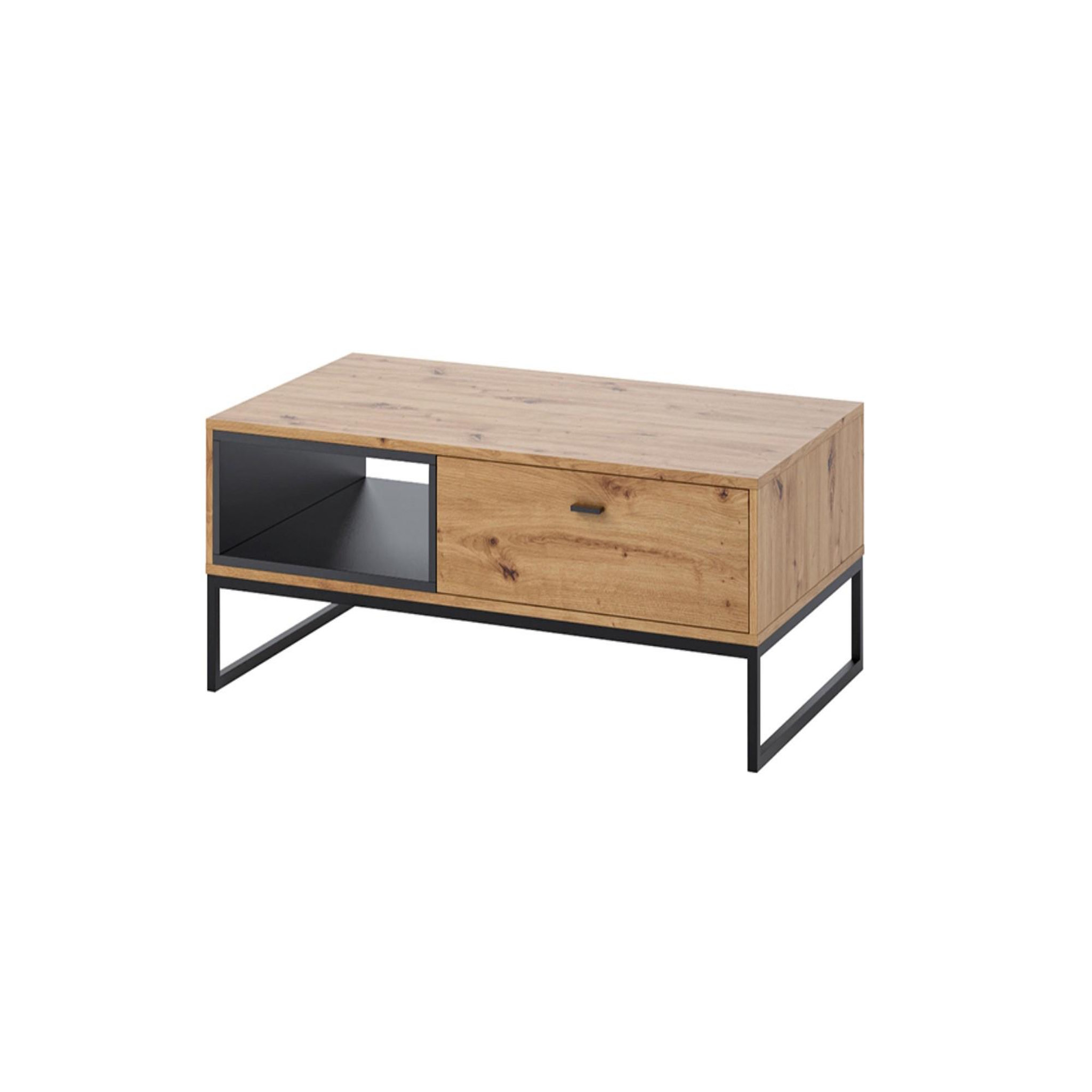 Voir la diapositive 1 : BEST MOBILIER Odin - table basse - bois et métal noir - 120 cm - style industriel