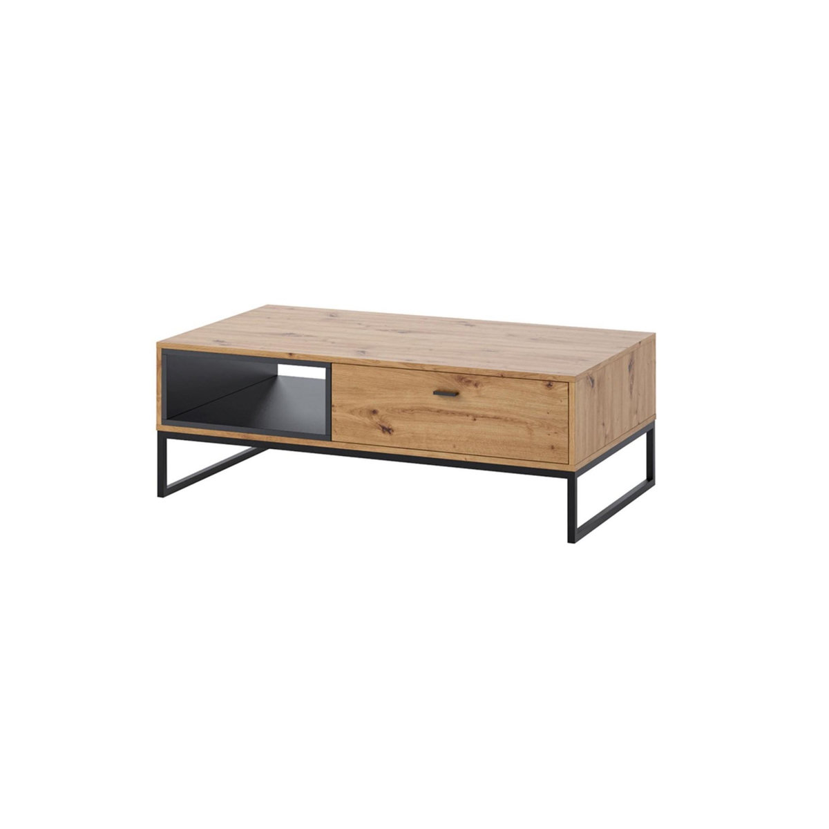 BEST MOBILIER Odin - table basse - bois et métal noir - 120 cm - style industriel