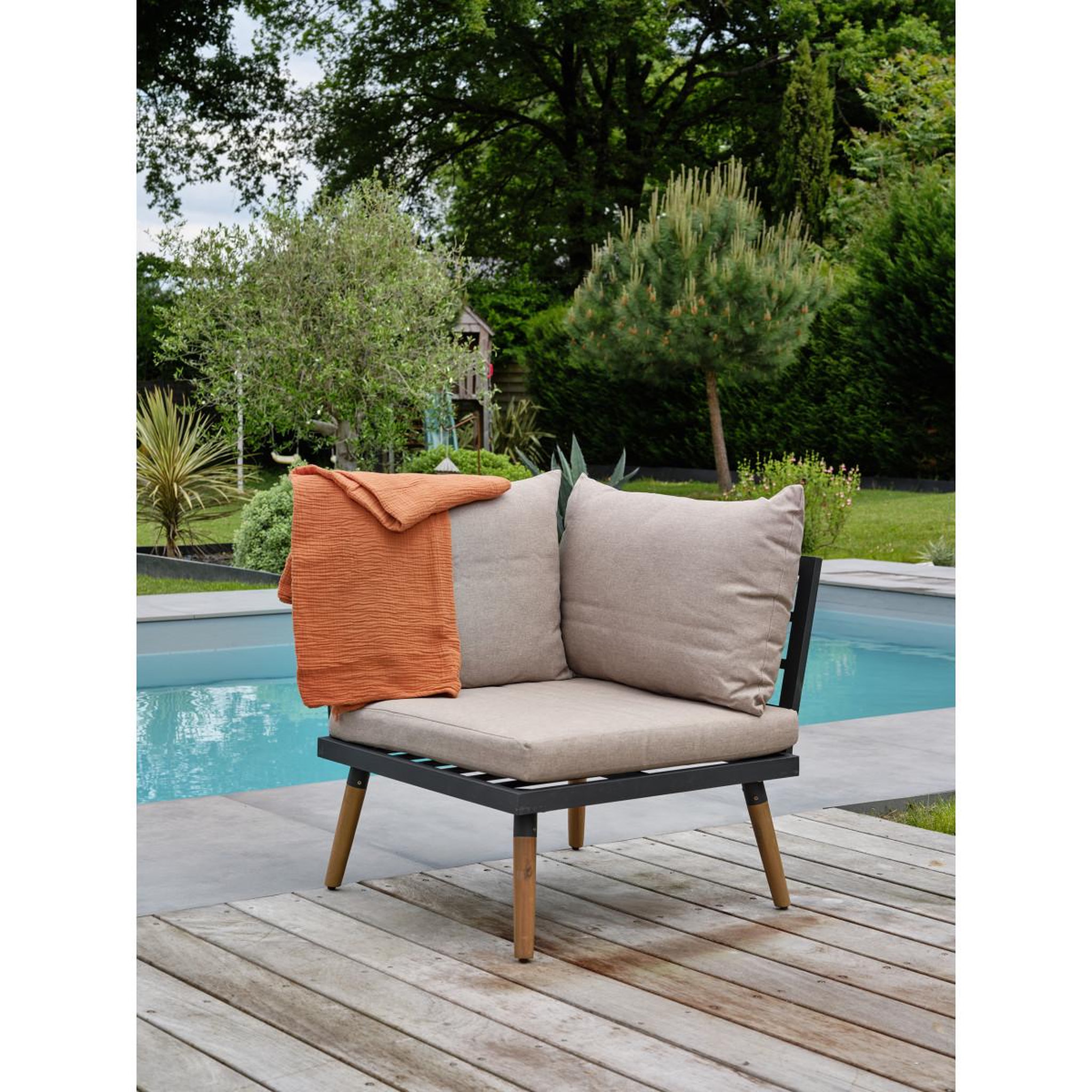 Voir la diapositive 4 : Paris Prix Salon d'angle de jardin 5 places  camino  173cm anthracite