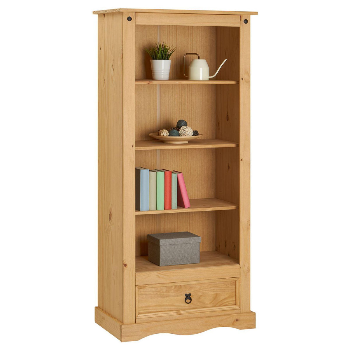 IDIMEX Bibliothèque en pin TEQUILA style mexicain, 4 étagères et 1 tiroir