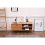 TOILINUX Table basse design bois et métal Oleana - L. 110 x H. 53 cm - Marron et bois