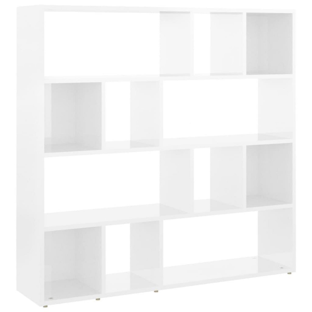 VIDAXL Bibliotheque/Separateur de piece Blanc brillant 105x24x102 cm