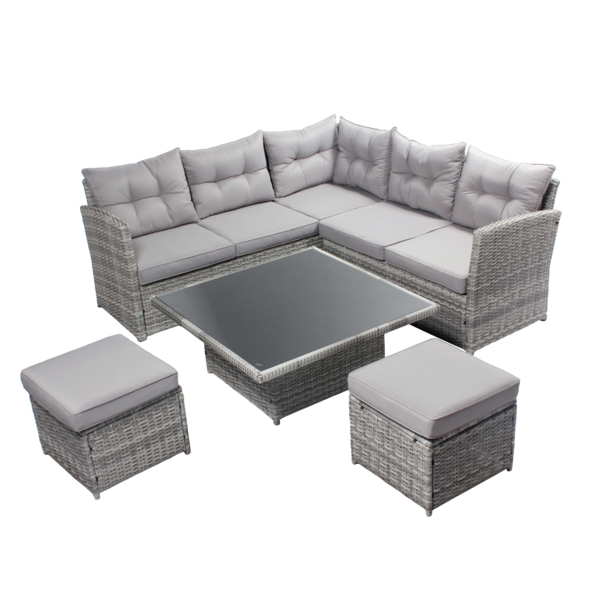 CONCEPT USINE Salon de jardin 6 places gris viana