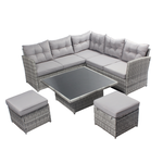 CONCEPT USINE Salon de jardin 6 places gris VIANA