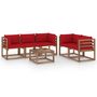 Voir la diapositive 1 : VIDAXL Salon de jardin 6 pcs avec coussins rouge