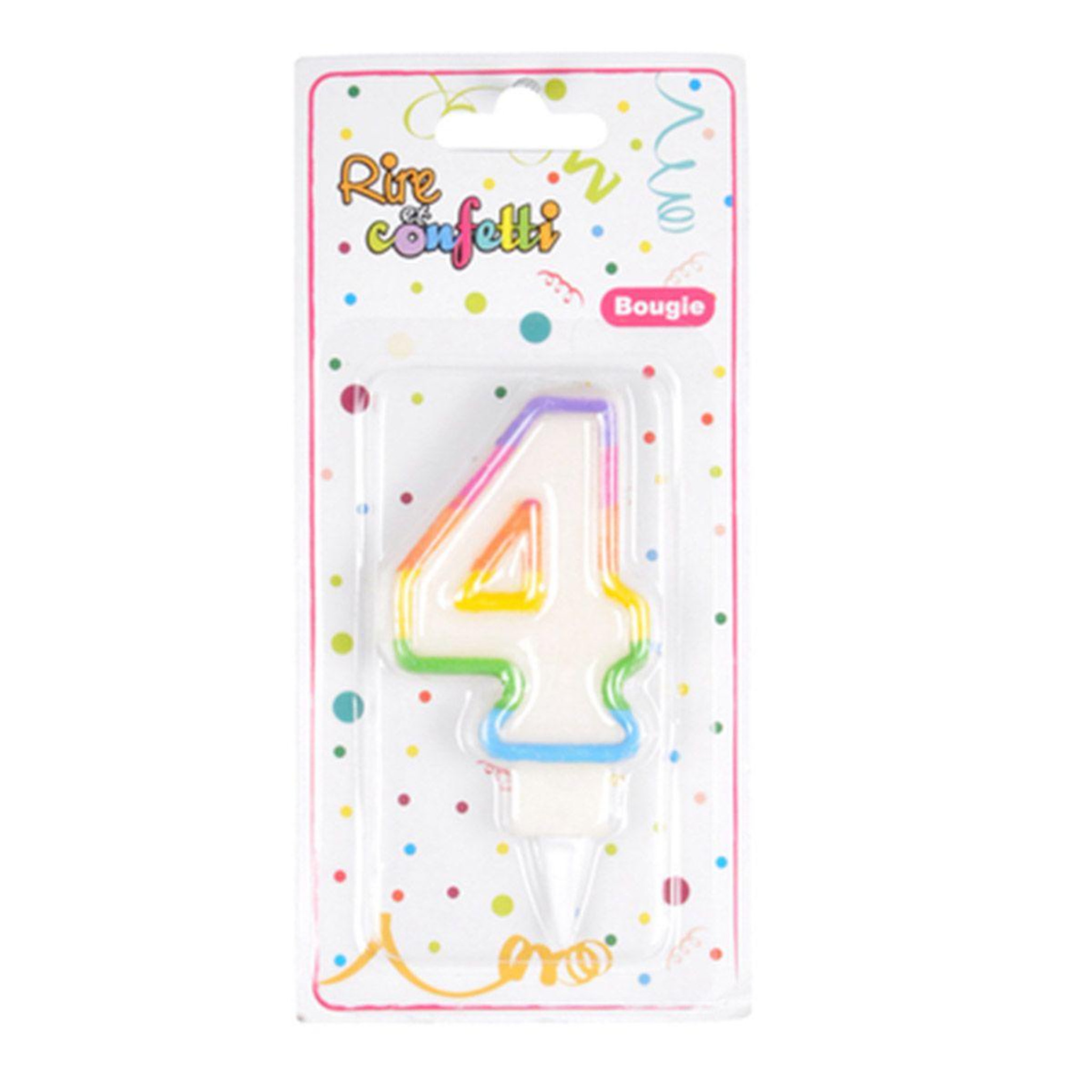 Voir la diapositive 2 : HOMEA Bougie d'Anniversaire  Chiffre 4  7cm Multicolore