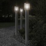 VIDAXL Lampadaires d'exterieur et sortie 3pcs argente acier inoxydable