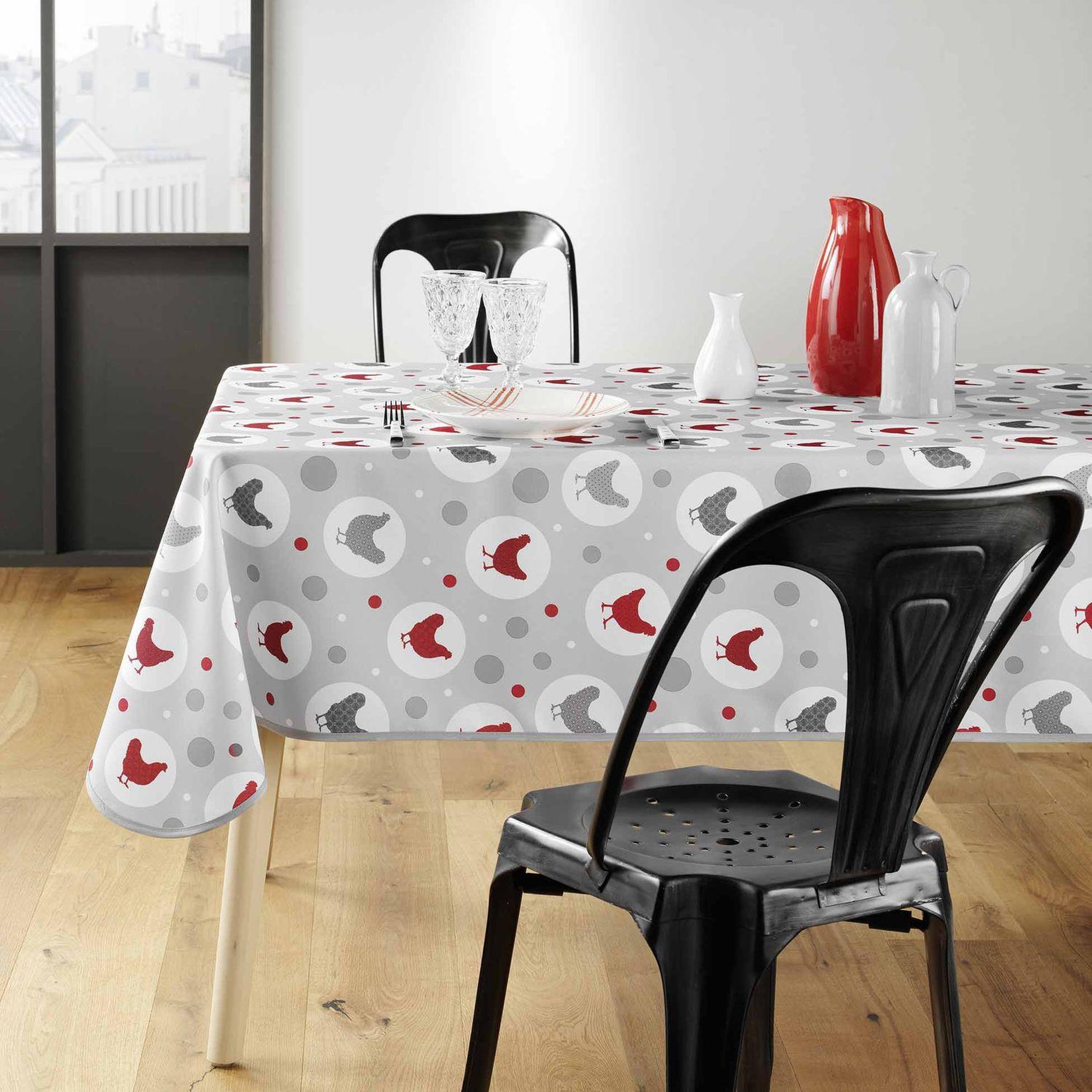 Voir la diapositive 2 : Douceur d'Intérieur Nappe rectangulaire antitache plumette - 150 x 240 cm - gris
