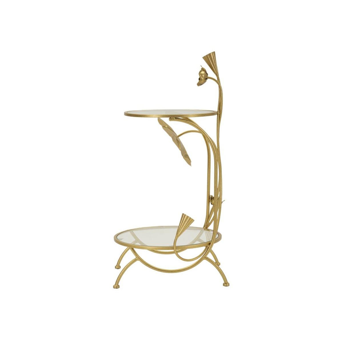 Paris Prix Table d'Appoint 2 Niveaux  Flowers  78cm Or