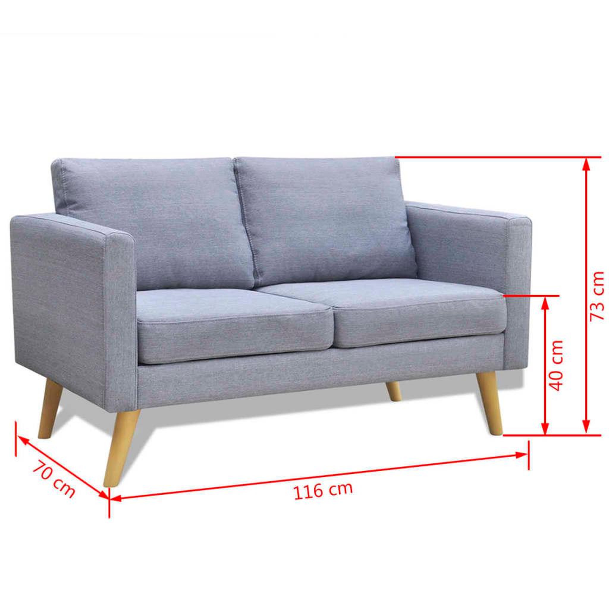 Voir la diapositive 4 : VIDAXL Canape a 2 places tissu gris clair
