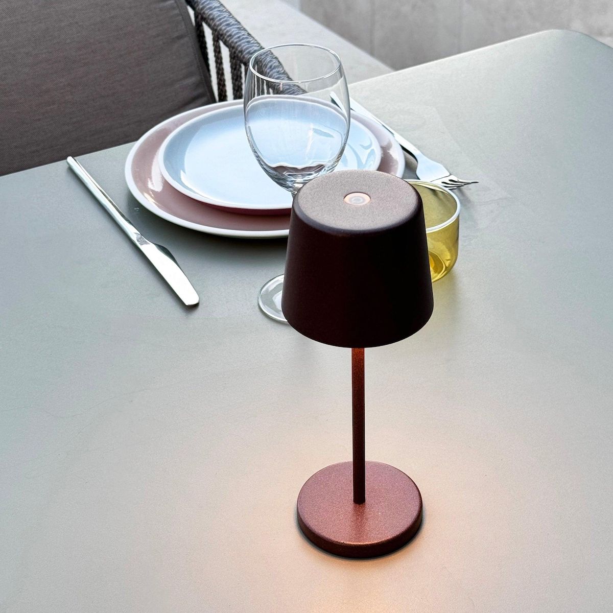 Lumisky Mini lampe de table KELLY MINI Marron Aluminium H22cm
