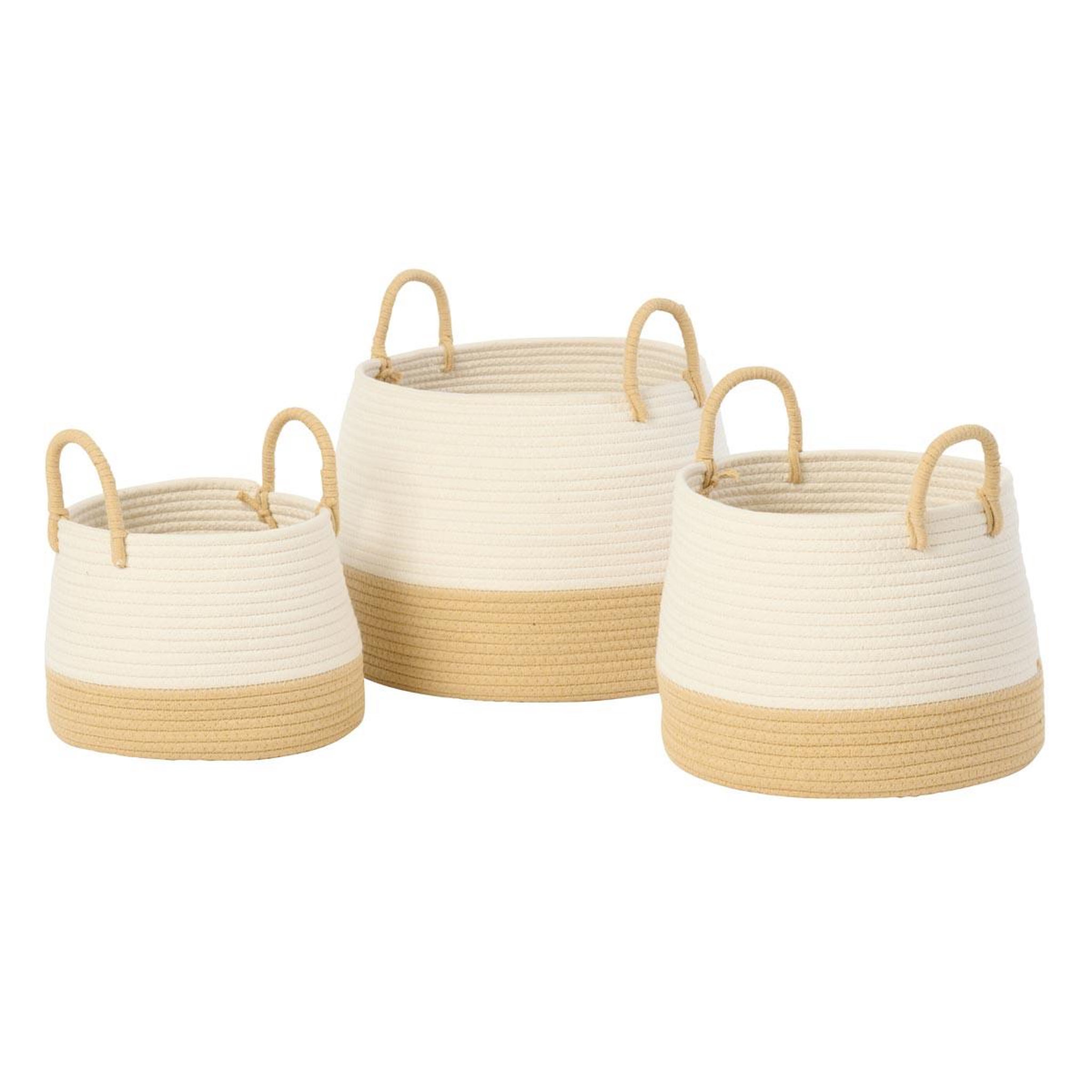 J-LINE Lot de 3 paniers de rangement  refugio  38cm naturel
