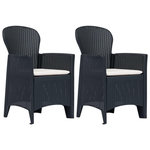 VIDAXL Chaises de jardin lot de 2 avec coussin Anthracite Plastique