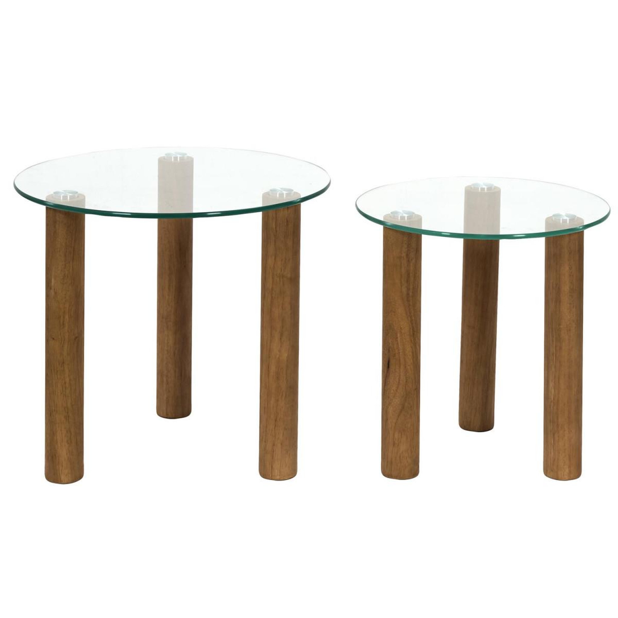 Voir la diapositive 2 : The Home Deco Factory Lot de 2 tables gigognes en verre  clara  50cm transparent